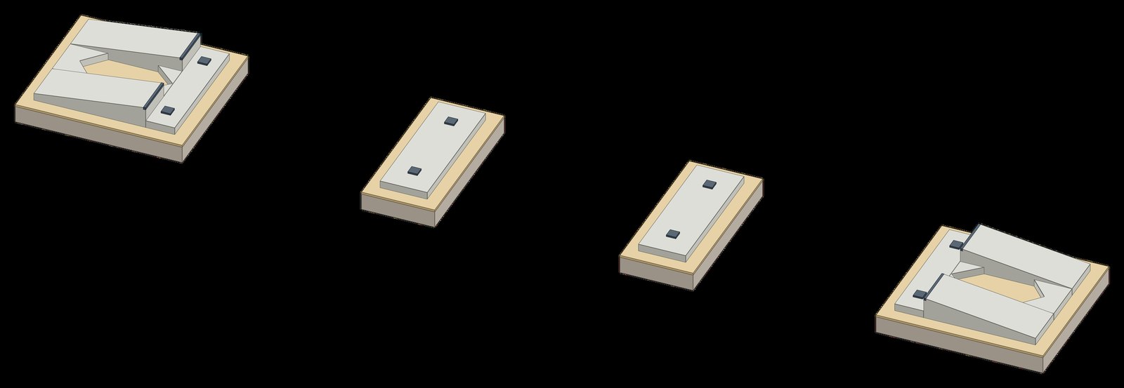 Модульний (збірний) фундамент для автоваг — плити з пандусами, 3D